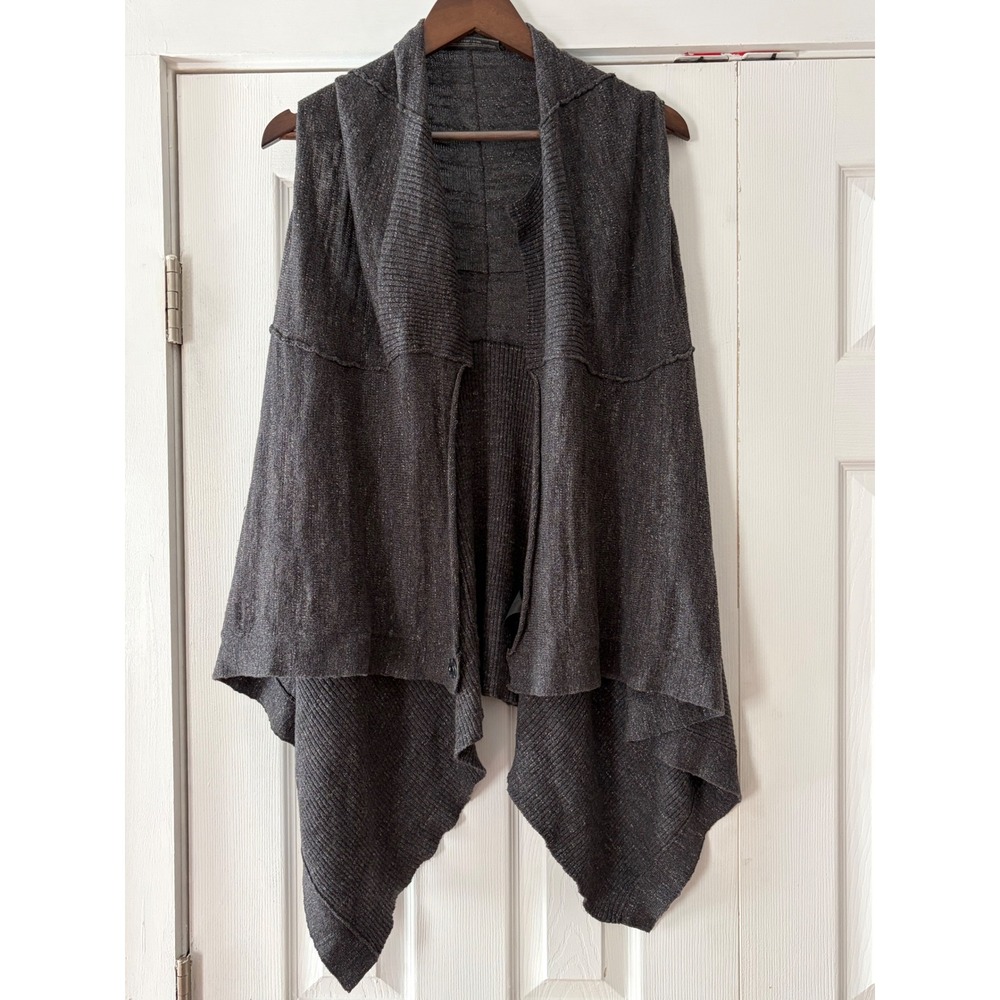 AllSaints Spitalfields Dunia Gilet Charcoal Grey Cotton‎ Knit Draped Vest Size 8